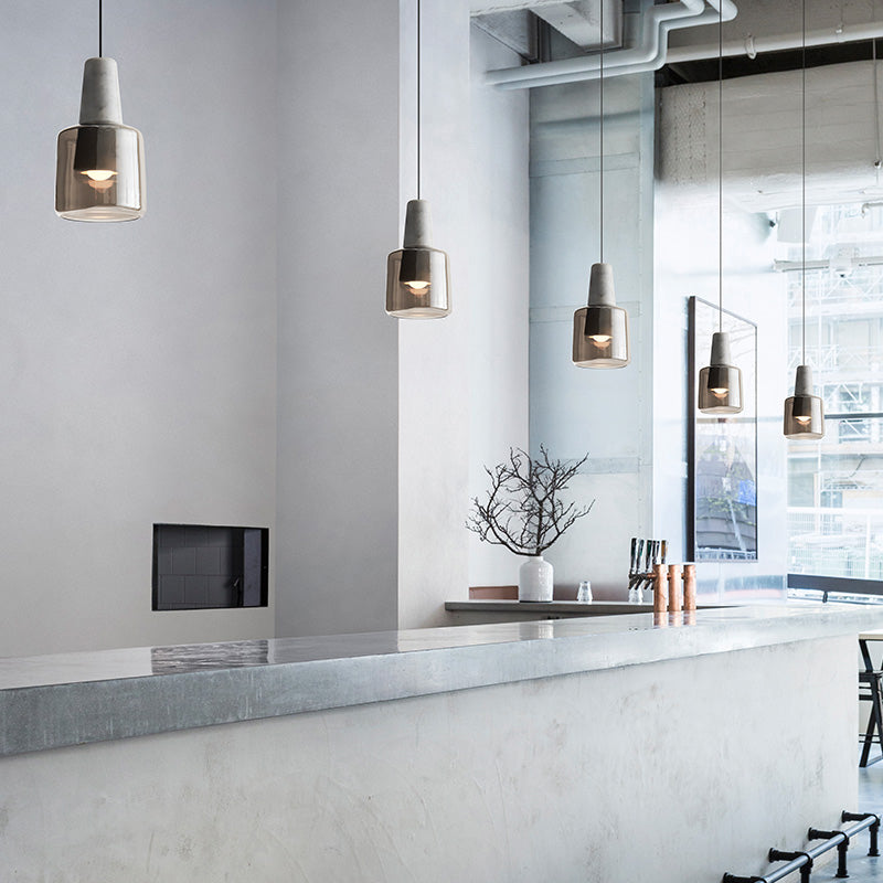 Smoke Gray Glass Urn Pendant Light: Contemporary Bedroom Lighting Fixture