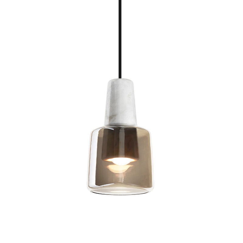 Smoke Gray Glass Urn Pendant Light - Contemporary Bedroom Lighting Fixture