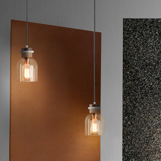 Contemporary Amber Glass Urn Ceiling Light: Stylish 1-Head Pendant For Kitchen Lighting