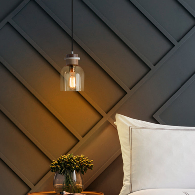 Amber Glass Urn Pendant Light: Contemporary Ceiling Lighting Fixture For Kitchen