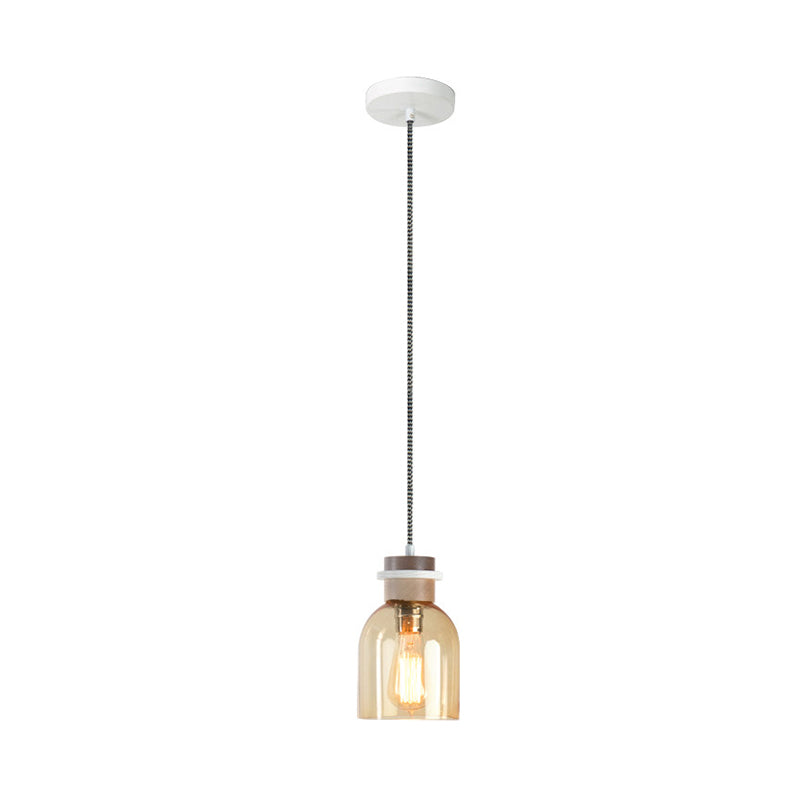 Contemporary Amber Glass Urn Ceiling Light: Stylish 1-Head Pendant For Kitchen Lighting
