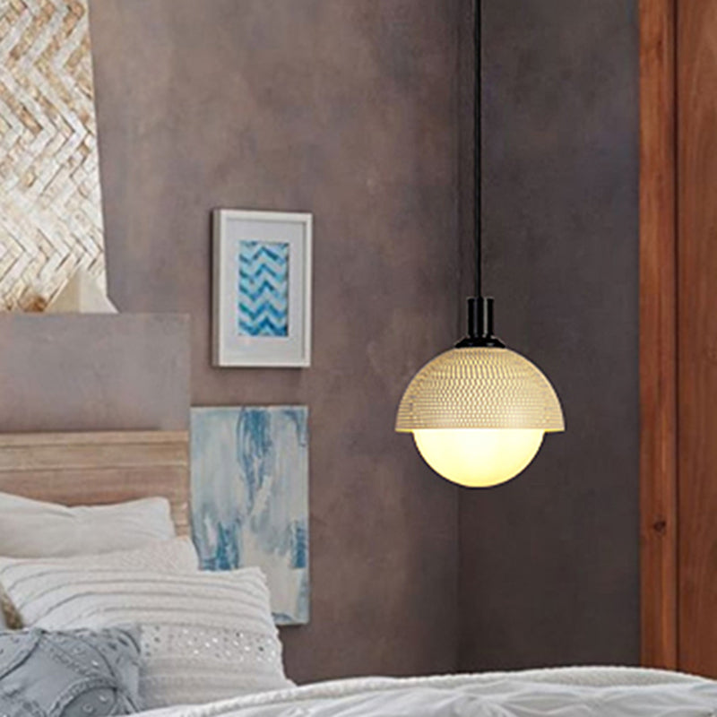 Modern Metal Hanging Pendant Ceiling Lamp - 1 Head Beige/Gray And Green For Bedroom