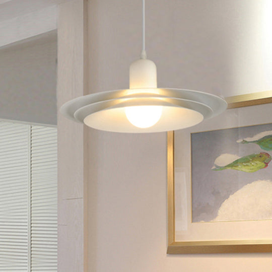 Modern Metal Pendant Light - Sleek White Suspended Fixture For Dining Room