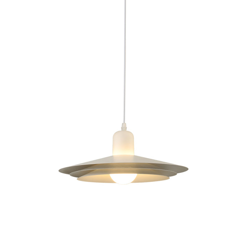 Modern Metal Pendant Light - Single Bulb White For Dining Room