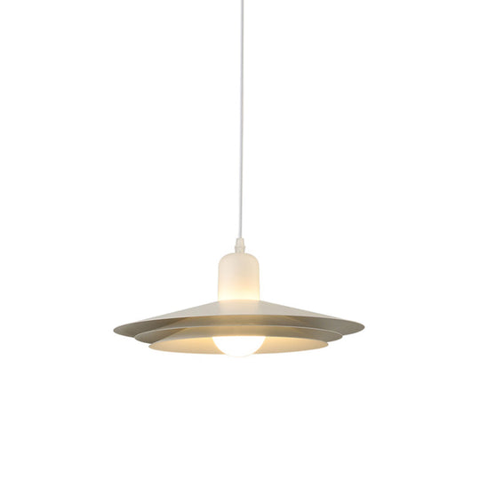 Modern Metal Pendant Light - Sleek White Suspended Fixture For Dining Room