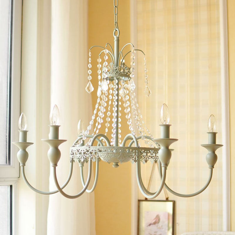 Traditional Metal Chandelier - Gold/Grey Finish With Crystal Accents 6-Light Ceiling Pendant For