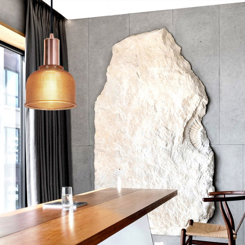 Modern Amber/Clear Glass Dome Pendant Light With 1 Bulb - Stylish Living Room Lighting Fixture Amber