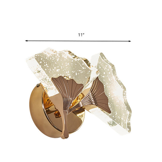 Ginkgo Vintage Crystal Wall Sconce Light - Gold Led Lighting (1/2 Heads) In Warm/White