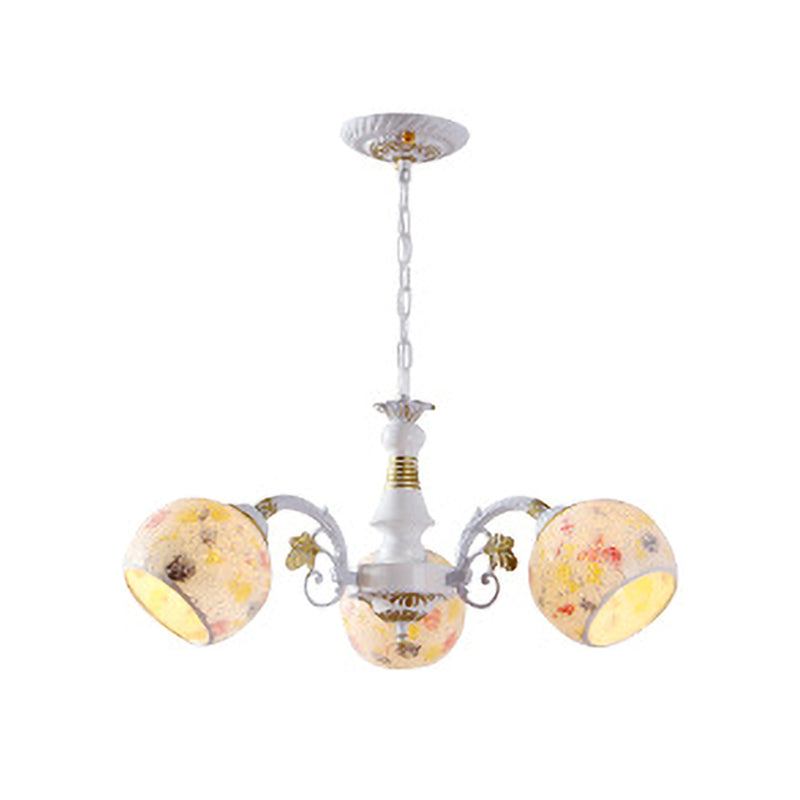 White Stained Glass Chandelier Lamp: Mediterranean Style 5/6/8 Lights