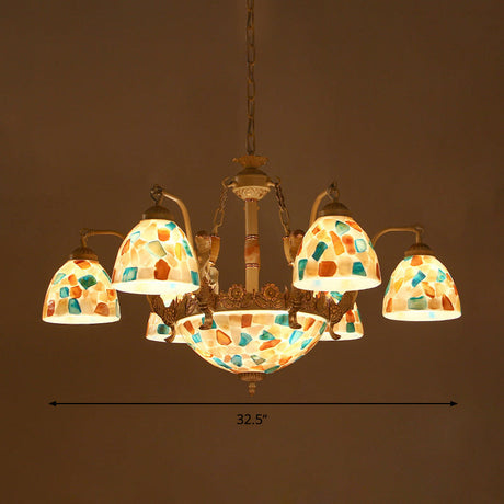 Mosaic Baroque Style Shell Chandelier - Pendant Light Kit For Kitchen 5/9/11 Lights White