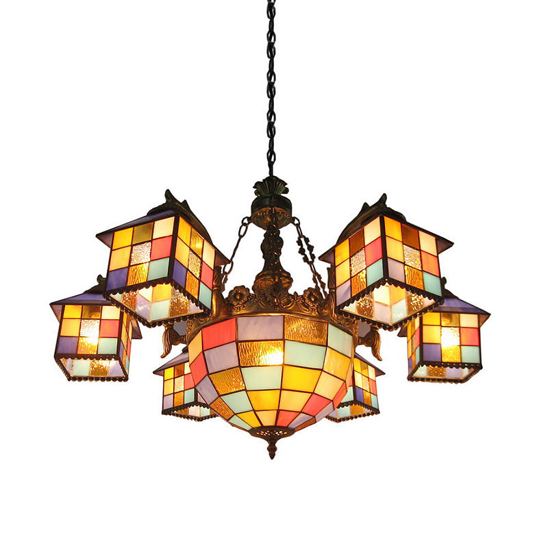 Mediterranean Cut Glass Chandelier With 7 Lights For Living Room Ceiling Multi-Color / House