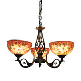 7-Light Tiffany Bronze Chandelier With Stained Glass Shade - Living Room Pendant Fixture 3 /