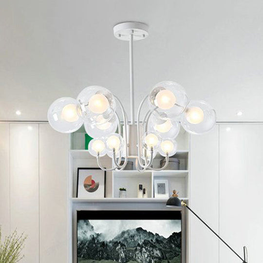 Modernist 12-Light Led Chandelier With Clear Glass Shade For Living Room