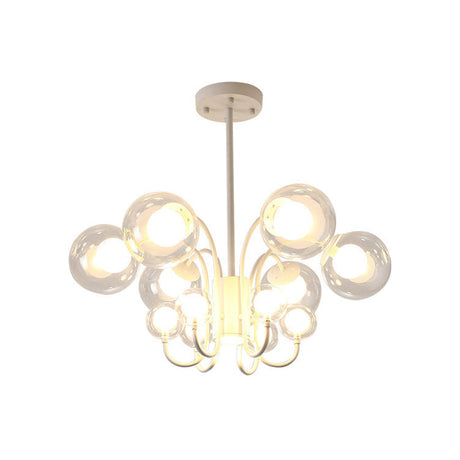 12-Head Modernist Led Chandelier With Clear Glass Shade For Living Room Lighting