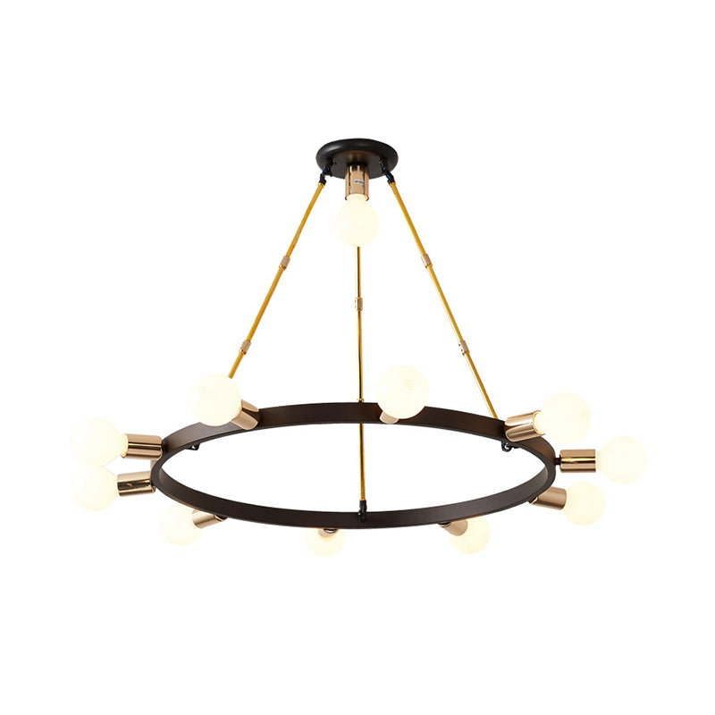 Frosted White Glass Bubble Chandelier - 11 Heads Black Ceiling Pendant Light Modernist Design