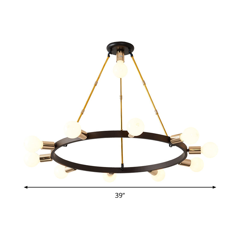 Modernist Frosted White Glass Bubble Chandelier - 11 Heads Black Ceiling Pendant Light