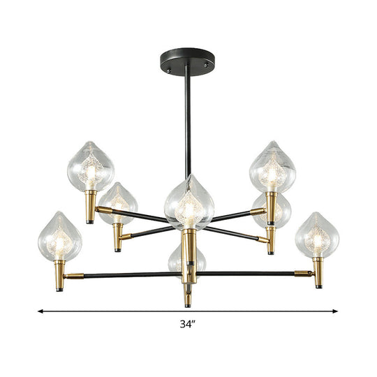 Modern Clear Glass Teardrop Chandelier – 6/8 Heads Black & Gold Hanging Ceiling Light