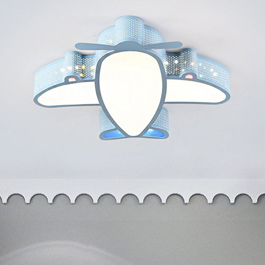 Led Cartoon Ceiling Lamp For Boys Bedroom - Acrylic And Metal Plane Flush Mount Light With