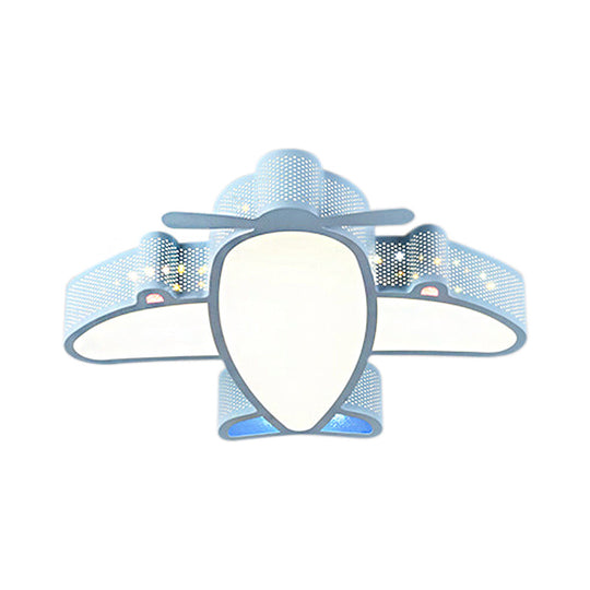 Led Cartoon Ceiling Lamp For Boys Bedroom - Acrylic And Metal Plane Flush Mount Light With