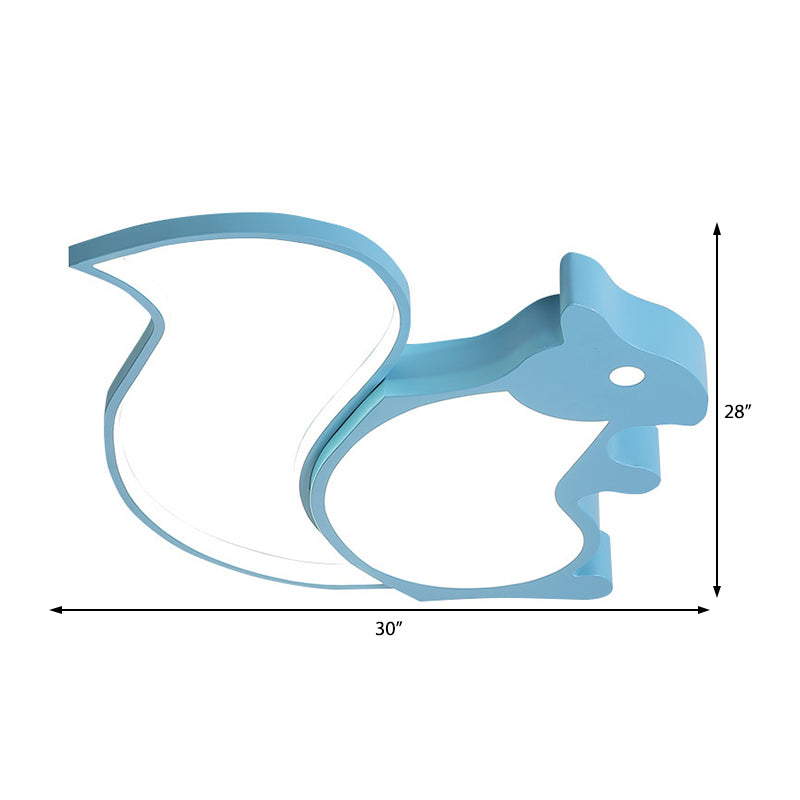 Blue Animal Baby Squirrel Led Ceiling Lamp For Childs Bedroom