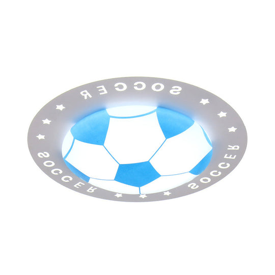 Football Flush Mount Led Ceiling Light For Kids Bedroom: Metal & Acrylic Sport Style