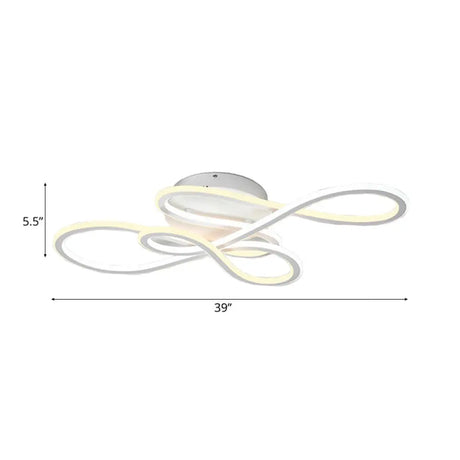 31.5/39 Modern Acrylic Led Semi-Flush Ceiling Light - Twisted Design Warm/White For Living Room