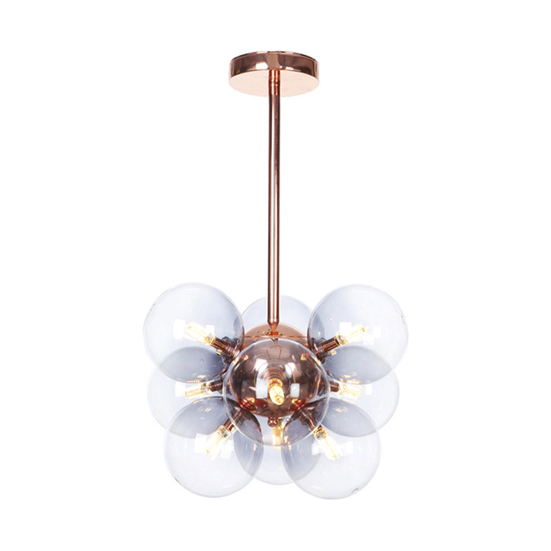 Sleek Copper Ceiling Mounted Globe Semi Flush Light With Minimalist White/Green/Blue Glass – 9
