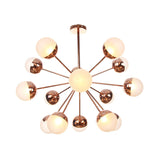 Globe Dining Room Semi Flush Mount Light with White/Clear/Smoke Grey Glass - 9/12/15 Lights - Contemporary Design in Copper/Chrome/Gold