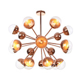 Globe Dining Room Semi Flush Mount Light with White/Clear/Smoke Grey Glass - 9/12/15 Lights - Contemporary Design in Copper/Chrome/Gold