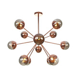 Globe Dining Room Semi Flush Mount Light with White/Clear/Smoke Grey Glass - 9/12/15 Lights - Contemporary Design in Copper/Chrome/Gold