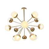 Globe Dining Room Semi Flush Mount Light with White/Clear/Smoke Grey Glass - 9/12/15 Lights - Contemporary Design in Copper/Chrome/Gold