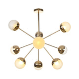 Globe Dining Room Semi Flush Mount Light with White/Clear/Smoke Grey Glass - 9/12/15 Lights - Contemporary Design in Copper/Chrome/Gold