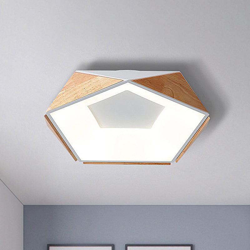 Nordic Style Led Ceiling Lamp Kit In Natural Wood Grey/White/Pink - Warm/White Light 18/21.5 W