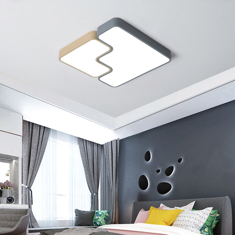 Contemporary Grey Square/Rectangle Flush Led Ceiling Lamp - Choice Of 18/22/35.5 Acrylic Wide