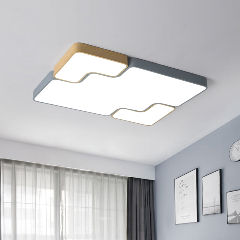 Contemporary Grey Square/Rectangle Flush Led Ceiling Lamp - Choice Of 18/22/35.5 Acrylic Wide