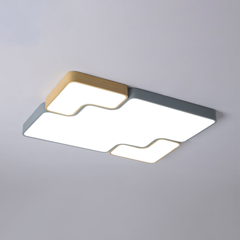 Contemporary Grey Square/Rectangle Flush Led Ceiling Lamp - Choice Of 18/22/35.5 Acrylic Wide