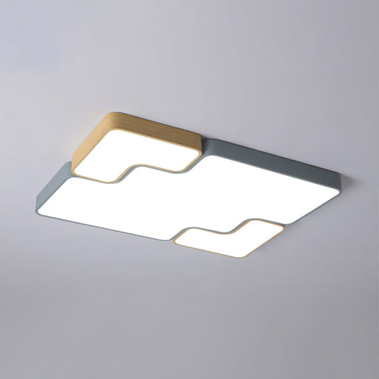 Contemporary Grey Square/Rectangle Flush Led Ceiling Lamp - Choice Of 18/22/35.5 Acrylic Wide