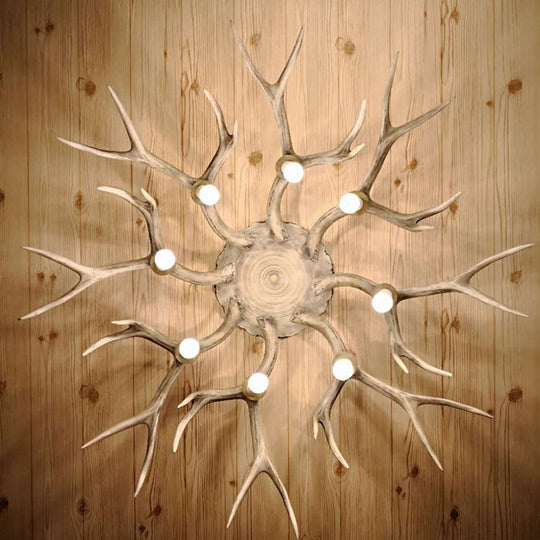 Traditional Brown Antler Dining Room Ceiling Light Fixture - 6/8 Head Resin Flush Mount Lighting 8 /