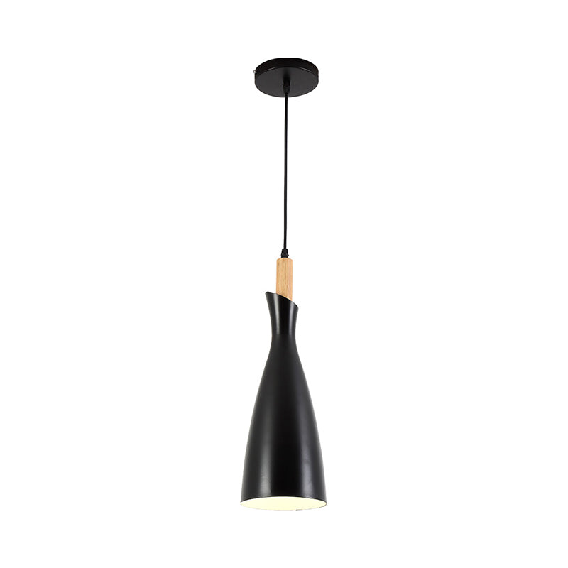 Minimalist Metal Kitchen Pendant Light - Tapered Design 1 Head Down Lighting (Black/White/Grey)