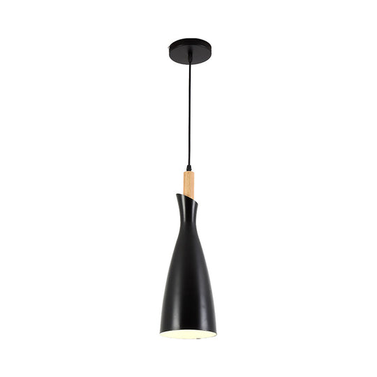 Minimalist Metal Kitchen Pendant Light - Tapered Design 1 Head Down Lighting (Black/White/Grey)