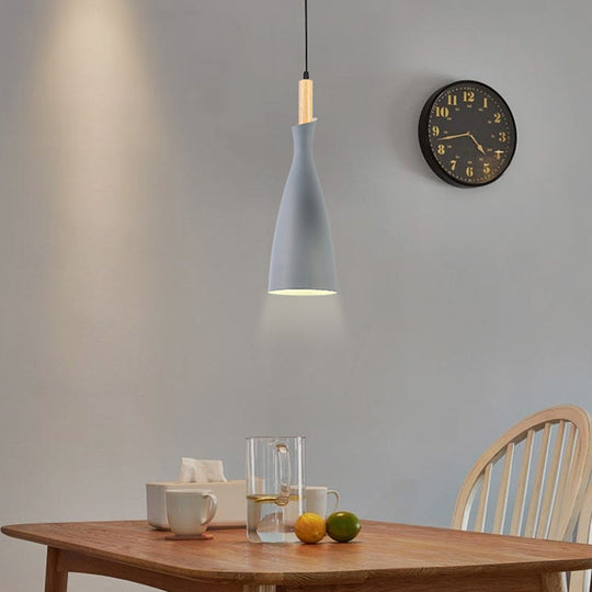 Minimalist Metal Kitchen Pendant Light - Tapered Design 1 Head Down Lighting (Black/White/Grey)
