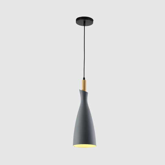 Minimalist Metal Kitchen Pendant Light - Tapered Design 1 Head Down Lighting (Black/White/Grey)