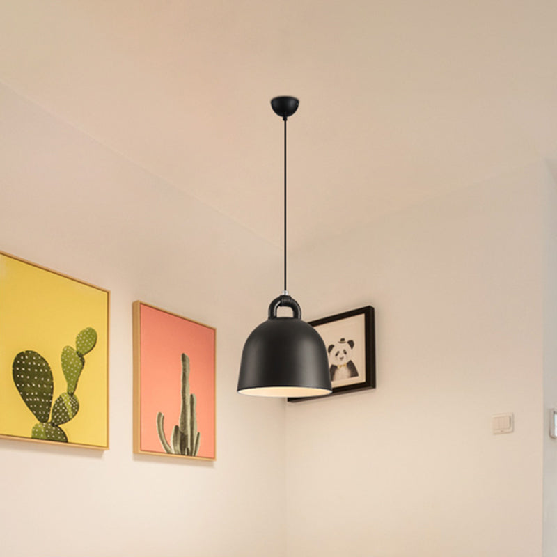 Contemporary Domed Pendant Lamp: Metal 1 Light Black Suspension Lighting For Dining Room