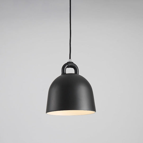 Contemporary Domed Pendant Lamp: Metal 1 Light Black Suspension Lighting For Dining Room