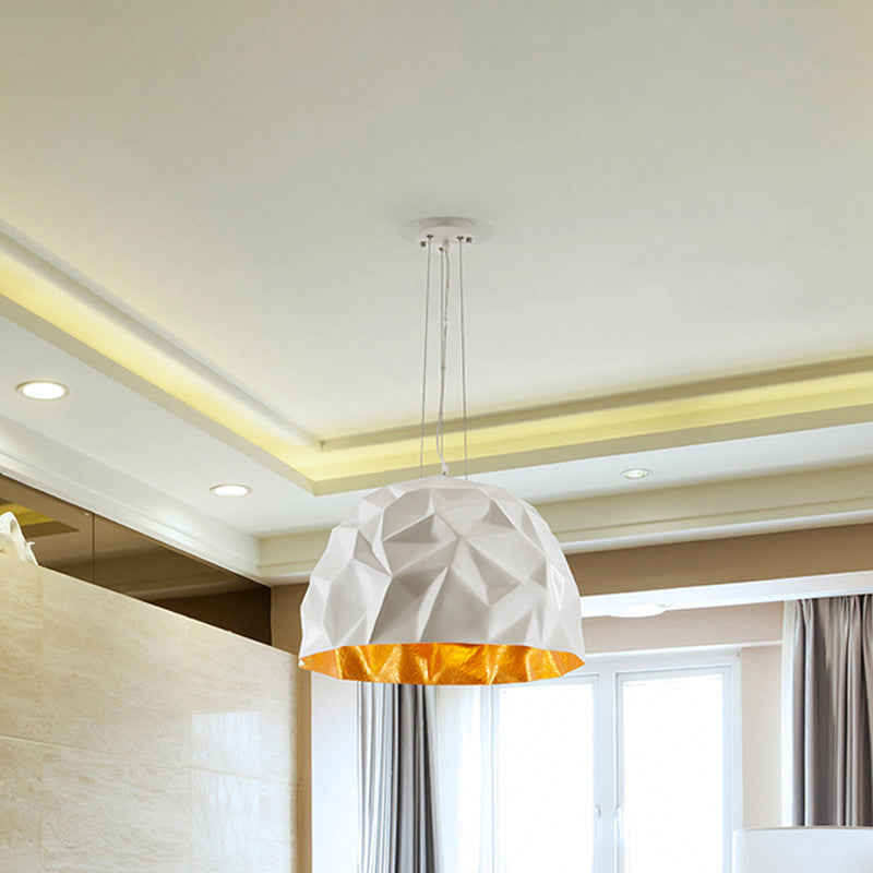 Modern Metal Ceiling Pendant Light With Domed Design In Black/White White