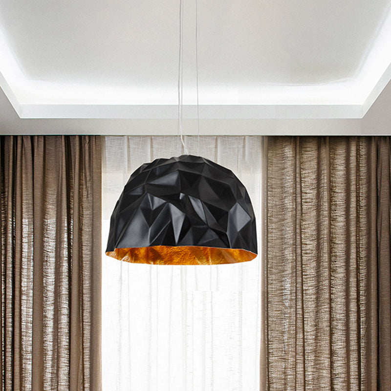 Modern Metal Ceiling Pendant Light With Domed Design In Black/White Black