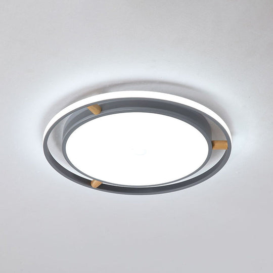 Contemporary Round Metal Bedroom Flush Mount Lighting - 16/19.5/23.5 Wide Led Ceiling Light Fixture