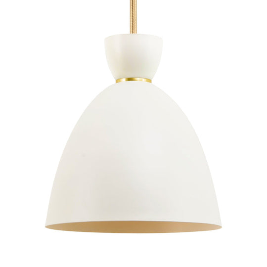 Modern White/Pink Dining Room Pendant Light With Domed Metal Shade