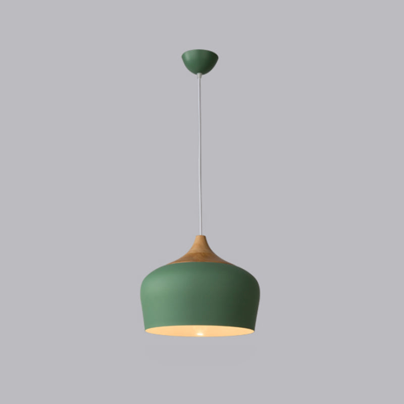 Modern Pink/Green Domed Pendant Light Fixture 12’/14’ Wide - Metal Hanging Lamp Kit For Kitchen