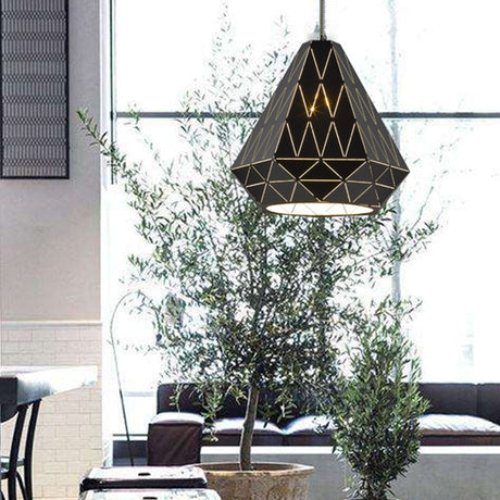 Stylish Metal Diamond Pendant Light In Black - Modern 1-Light Suspension Fixture